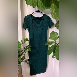 Blue-green Teal Rose Dress with Sweetheart Neckline